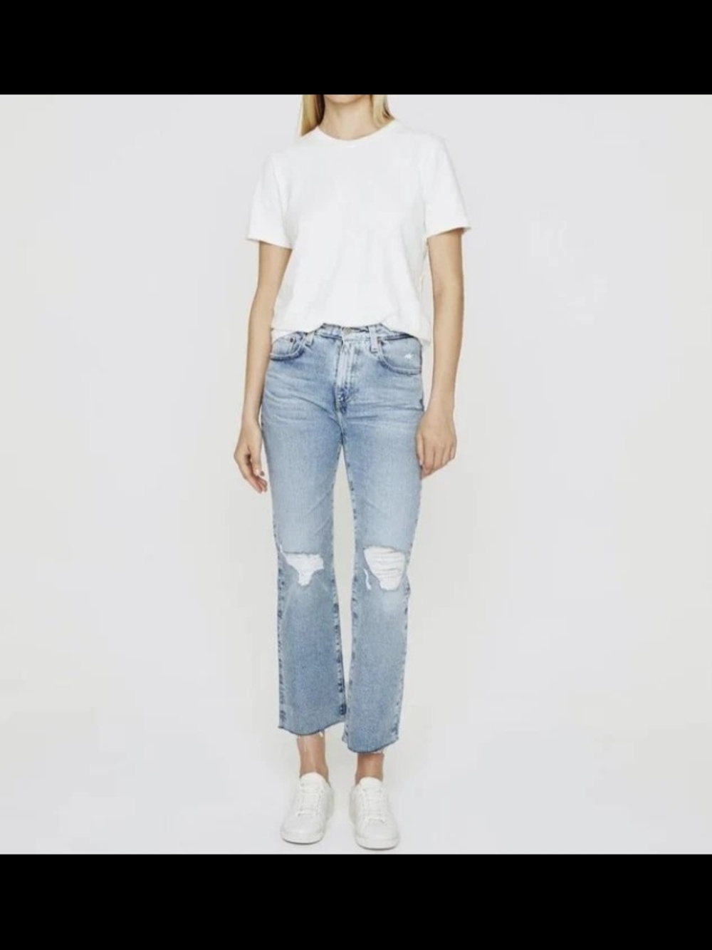 AG Denim Cropped Distressed Flare Jeans